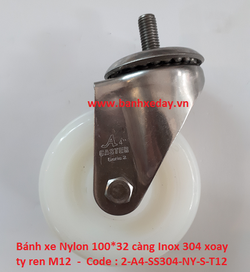 banh-xe-day-nylon-100x32-cang-inox-304-truc-ren-xoay